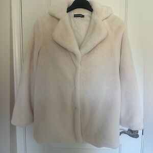 PrettyLittleThing Cream Faux Fur Coat